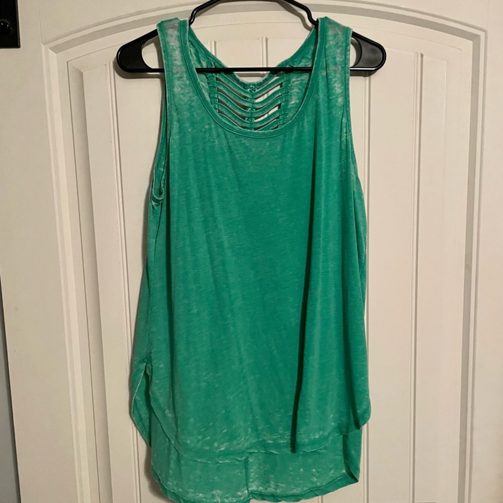 Green tank top with back detail